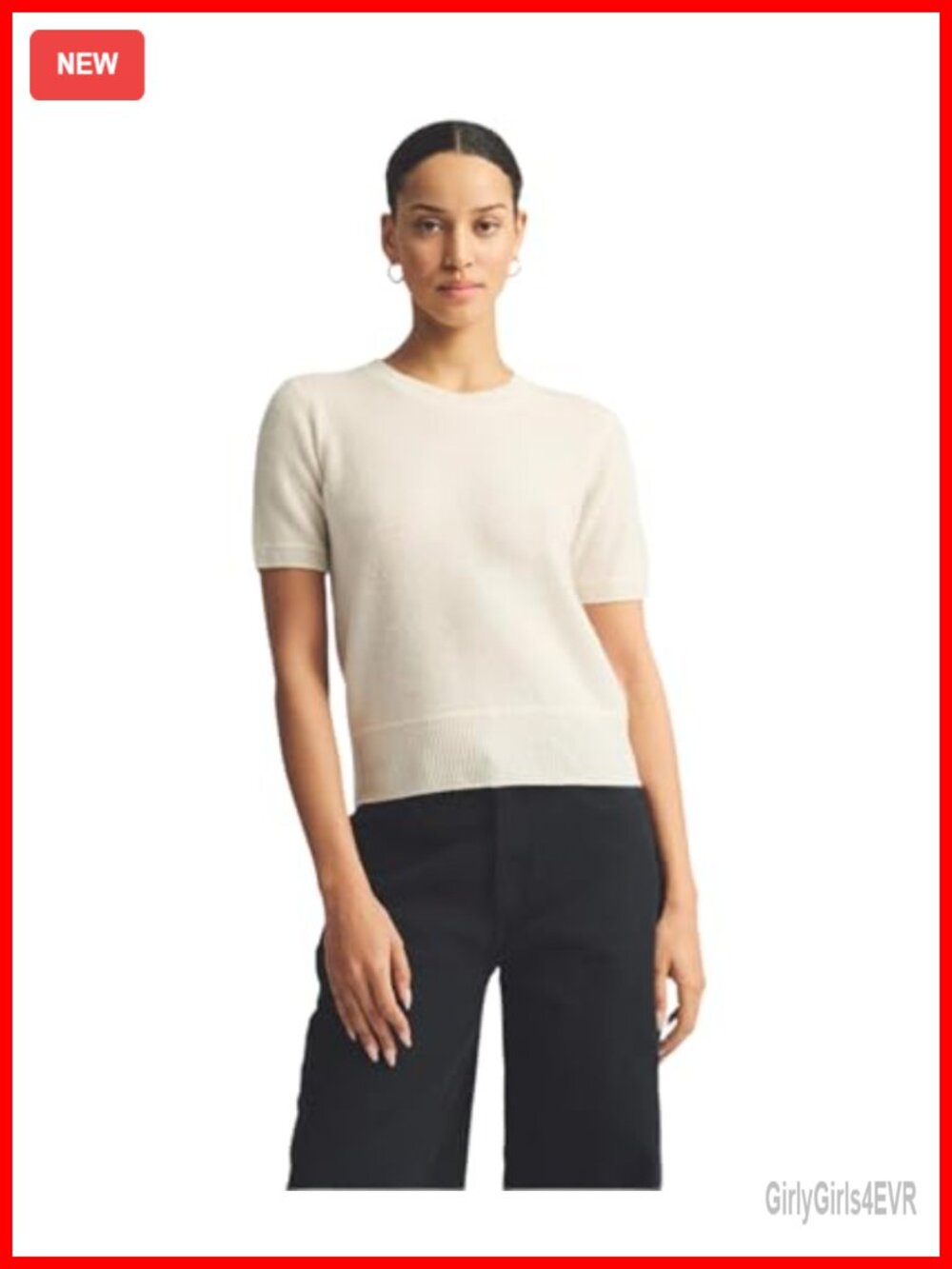 100% Cashmere Short Sleeve V-Neck Button Front Lightweight Sweater